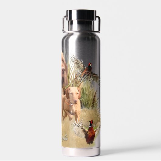 Drahthaar Vizsla Art Trinkflasche (Rückseite)