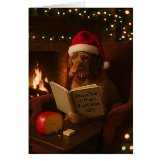Drahthaar-Vizsla 'Käse-Steuer' Weihnachtskarte (Vorne)