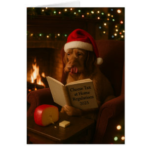 Drahthaar-Vizsla 'Käse-Steuer' Weihnachtskarte