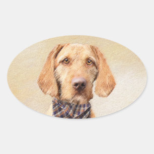 Drahthaar-Vizsla-Malerei - Süße originelle Hundeku Ovaler Aufkleber