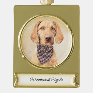 Drahthaar Vizsla Painting - Niedliche Hundekunst Banner-Ornament Gold