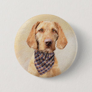 Drahthaar Vizsla Painting - Niedliche Hundekunst Button