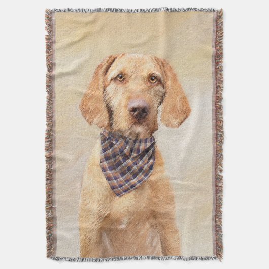 Drahthaar Vizsla Painting - Niedliche Hundekunst Decke (Vorderseite Vertikal)