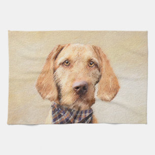 Drahthaar Vizsla Painting - Niedliche Hundekunst Geschirrtuch