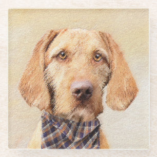 Drahthaar Vizsla Painting - Niedliche Hundekunst Glasuntersetzer