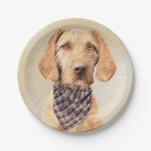 Drahthaar Vizsla Painting - Niedliche Hundekunst Pappteller