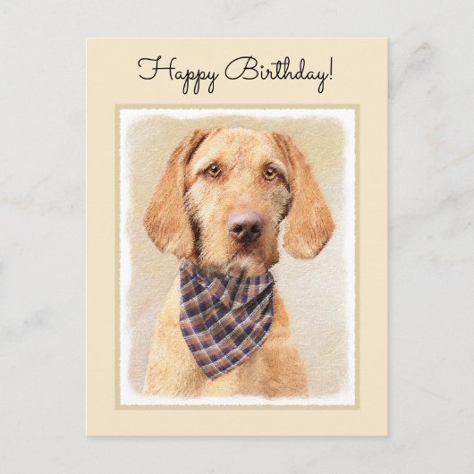 Drahthaar Vizsla Painting - Niedliche Hundekunst Postkarte (Vorderseite)