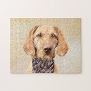 Drahthaar Vizsla Painting - Niedliche Hundekunst Puzzle