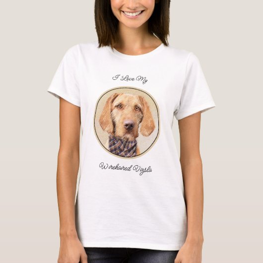Drahthaar Vizsla Painting - Niedliche Hundekunst T-Shirt (Vorderseite)