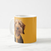 Drahthaarige Dachshung auf Gelb Kaffeetasse (Vorderseite Links)