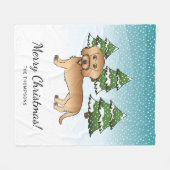 Drahthaarige Dackel im Winterwald Fleecedecke (Vorderseite (Horizontal))