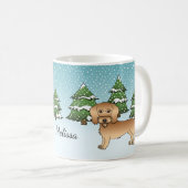 Drahthaarige Dackel im Winterwald Kaffeetasse (VorderseiteRechts)