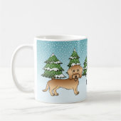 Drahthaarige Dackel im Winterwald Kaffeetasse (Links)