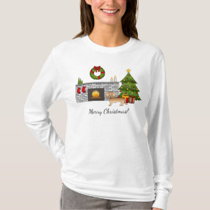 Drahthaarige Dackel in einem Weihnachtszimmer T-Shirt