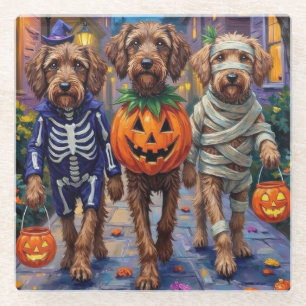 Drahthaarige Griffon-Halloween-Kostüme Glasuntersetzer