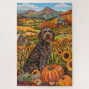 Drahthaariger Griffon Herbst Thanksgiving Puzzle