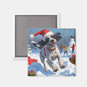 Drahthaariger Griffon in schneebedecktem Weihnacht Magnet