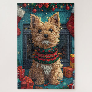 Drahthaariger Griffon mit Weihnachtsgeschenken Puzzle