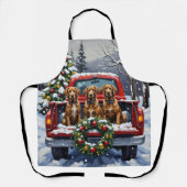 Drahthaariger Griffon Weihnachten Roter LKW Schürze (Vorderseite)
