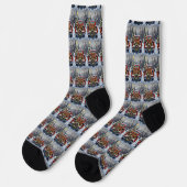 Drahthaariger Griffon Weihnachten Roter LKW Socken (Linkes Detail)