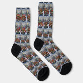 Drahthaariger Griffon Weihnachten Roter LKW Socken (Rechts)