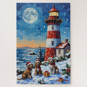 Drahthaariger Griffon Weihnachts Leuchtturm Puzzle