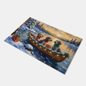 Drahthaariger Griffon Weihnachtsboot Urlaub Fußmatte (Schrägansicht)