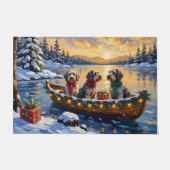 Drahthaariger Griffon Weihnachtsboot Urlaub Fußmatte (Vorderseite)