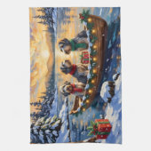 Drahthaariger Griffon Weihnachtsboot Urlaub Geschirrtuch (Vertikal)