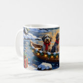 Drahthaariger Griffon Weihnachtsboot Urlaub Kaffeetasse (Vorderseite Links)