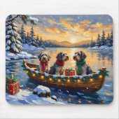 Drahthaariger Griffon Weihnachtsboot Urlaub Mousepad (Vorne)