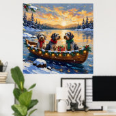 Drahthaariger Griffon Weihnachtsboot Urlaub Poster (Heimbüro)