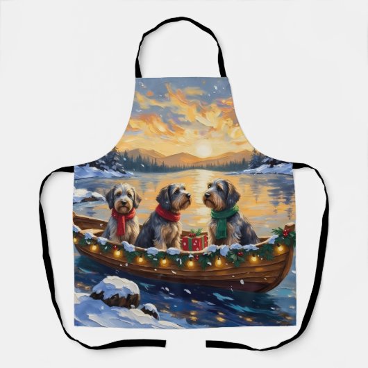 Drahthaariger Griffon Weihnachtsboot Urlaub Schürze (Vorderseite)