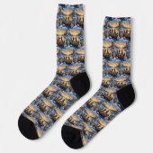 Drahthaariger Griffon Weihnachtsboot Urlaub Socken (Linkes Detail)