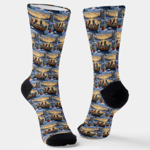 Drahthaariger Griffon Weihnachtsboot Urlaub Socken
