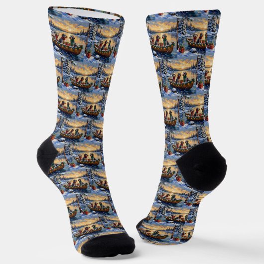 Drahthaariger Griffon Weihnachtsboot Urlaub Socken (Gewinkelt)