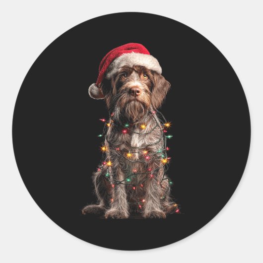 Drahthaariger Griffon Weihnachtsgrafik Hund L Runder Aufkleber (Vorderseite)