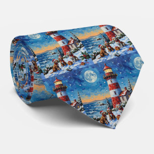 Drahthaariger Griffon Weihnachtsleuchtturm Krawatte