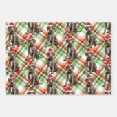 Drahthaariger Pointer Weihnachts Hund Rot Grün Kar Geschenkpapier Set (Vorderseite 2)