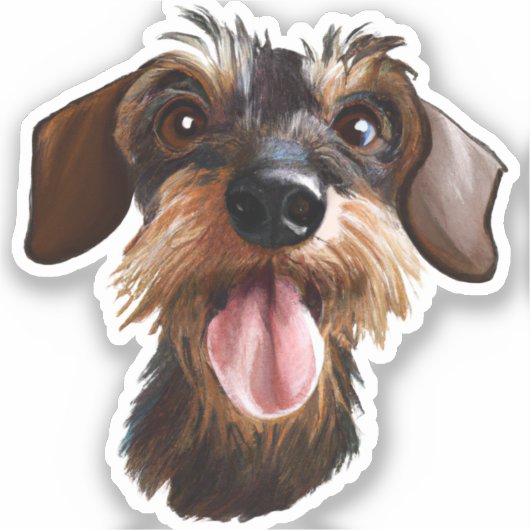 Drahthaarterrier Dackel Aufkleber (Vorderseite)