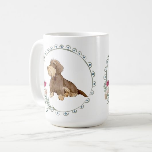 Drahthaarterrier Dackel Keramik Tasse (Vorderseite Links)
