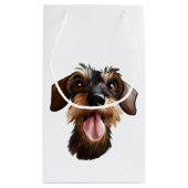 Drahthaarterrier Dackel Kleine Geschenktasche Geschenktüte (Rückseite)
