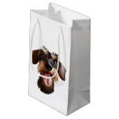 Drahthaarterrier Dackel Kleine Geschenktasche Geschenktüte (Rückseite Schrägansicht)