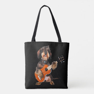 Drahthaarterrier Dackel Spielen Acoustic Gitarre Tasche