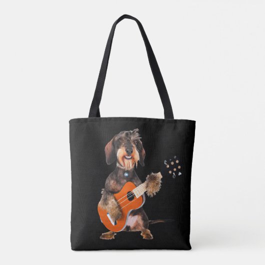 Drahthaarterrier Dackel Spielen Acoustic Gitarre Tasche (Rückseite)