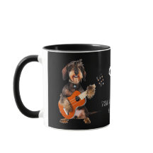 Drahthaarterrier Dackel Spielen Acoustic Gitarre