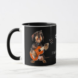 Drahthaarterrier Dackel Spielen Acoustic Gitarre Tasse