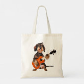 Drahthaarterrier Dackel Spielen Acoustic Gitarre Tragetasche (Rückseite)