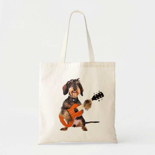 Drahthaarterrier Dackel Spielen Acoustic Gitarre Tragetasche (Vorne)