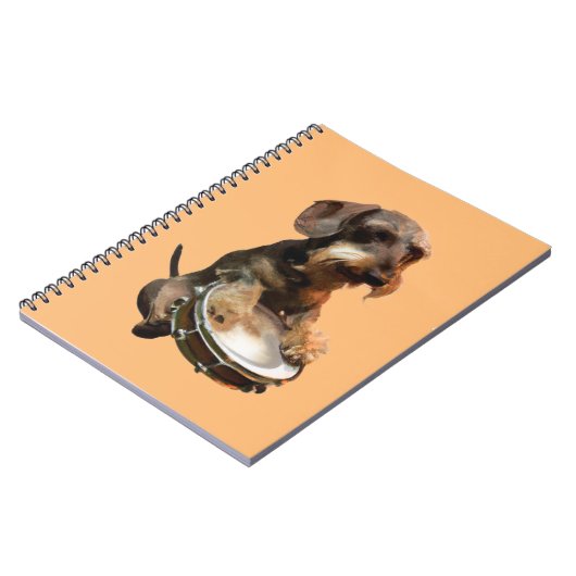 Drahthaarterrier Dackel - Trommeln Notizblock (Linke Seite)